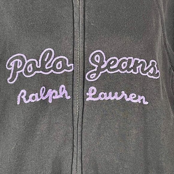 Polo Jeans Co Ralph Lauren Black Embroidered Logo Full‑Zip Cotton Sweatshirt XL - Picture 7 of 11